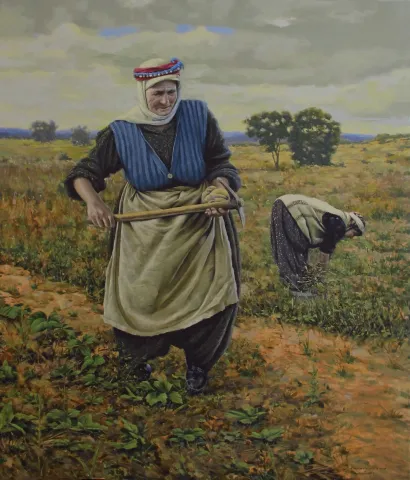 "Bozüyüklü Kadınlar" eseri FATİH KARAKAŞ tarafından 2016 yılında 140x120 cm ölçülerinde Tuval üzeri yağlı boya tekniği ile yapılmıştır.