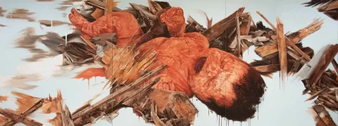 "İsimsiz" eseri ONUR KARAALİOĞLU tarafından 2016 yılında 180x480 cm ölçülerinde Tuval üzeri yağlı boya tekniği ile yapılmıştır.