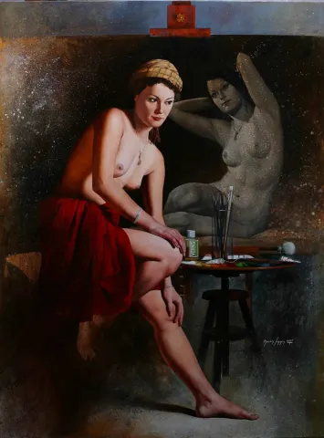 HASAN SAYGIN tarafından 2015 yılında 130x97 cm ölçülerinde Tuval üzeri yağlı boya tekniği ile yapılmıştır.