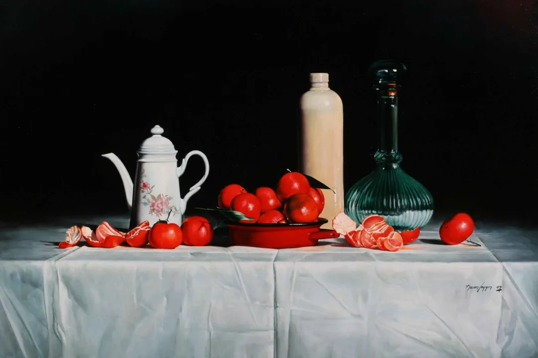 yakınlaştır "Mandalinalar" eseri HASAN SAYGIN tarafından 2003 yılında 81x54 cm ölçülerinde Tuval üzeri yağlı boya tekniği ile yapılmıştır.