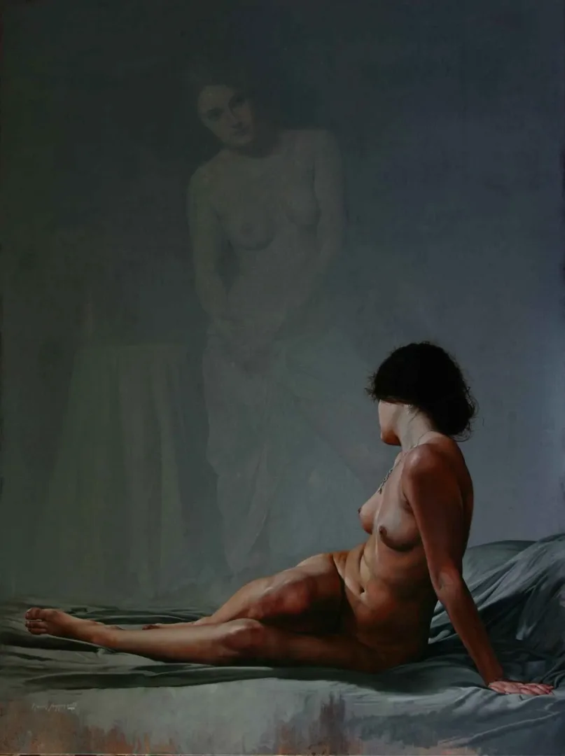 yakınlaştır "Perde Arkası" eseri HASAN SAYGIN tarafından 2012 yılında 130x97 cm ölçülerinde Tuval üzeri yağlı boya tekniği ile yapılmıştır.