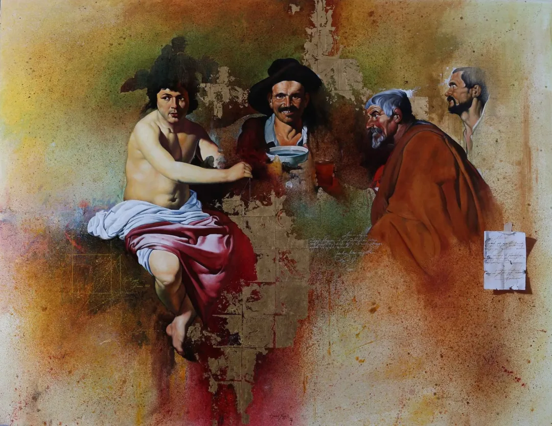 yakınlaştır "Velasqueze saygı" eseri HASAN SAYGIN tarafından 2002 yılında 146x114 cm ölçülerinde Tuval üzeri yağlı boya tekniği ile yapılmıştır.