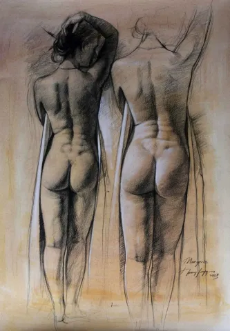 HASAN SAYGIN — “Marjorie-2”, 2008 "Marjorie-2" eseri HASAN SAYGIN tarafından 2008 yılında 60x45 cm ölçülerinde Desen tekniği ile yapılmıştır.
