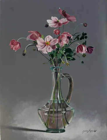 HASAN SAYGIN — “Japon Anemonu”, 2016 "Japon Anemonu" eseri HASAN SAYGIN tarafından 2016 yılında 61x46 cm ölçülerinde Tuval üzeri yağlı boya tekniği ile yapılmıştır.