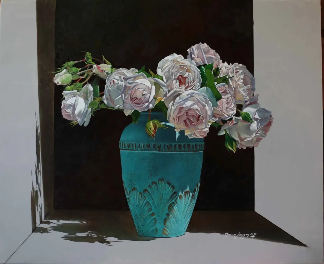 HASAN SAYGIN — “Vazoda Güller”, 2015 "Vazoda Güller" eseri HASAN SAYGIN tarafından 2015 yılında 73x60 cm ölçülerinde Tuval üzeri yağlı boya tekniği ile yapılmıştır.