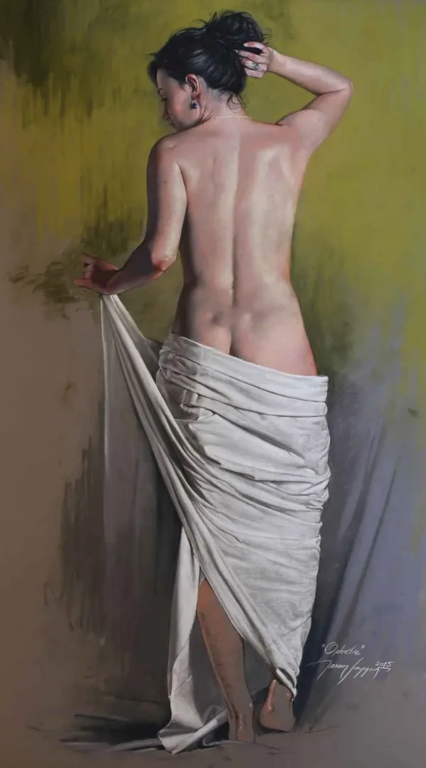 yakınlaştır "Ophelie Drappe" eseri HASAN SAYGIN tarafından 2015 yılında 100x62 cm ölçülerinde Kağıt üzeri pastel boya tekniği ile yapılmıştır.