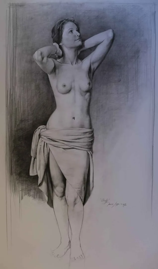 yakınlaştır "Cindy-1" eseri HASAN SAYGIN tarafından 2015 yılında 105x58 cm ölçülerinde Desen tekniği ile yapılmıştır.