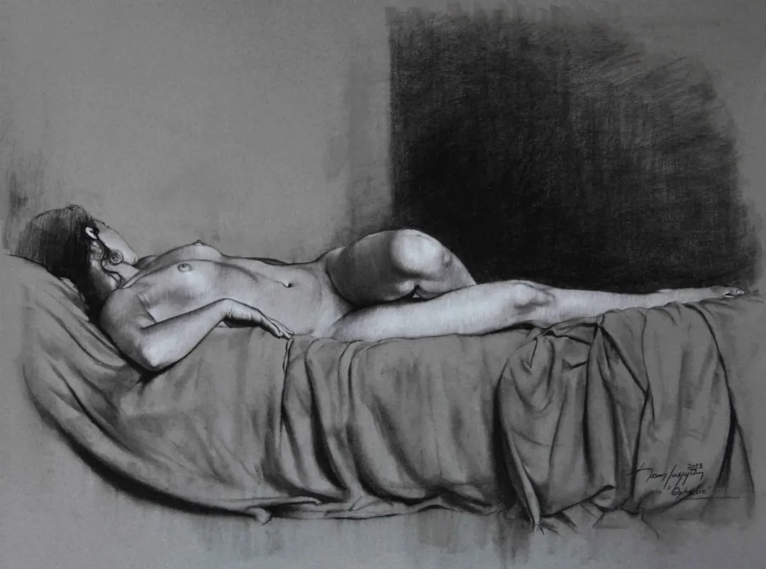 yakınlaştır "Ophelie-2" eseri HASAN SAYGIN tarafından 2013 yılında 65x50 cm ölçülerinde Desen tekniği ile yapılmıştır.