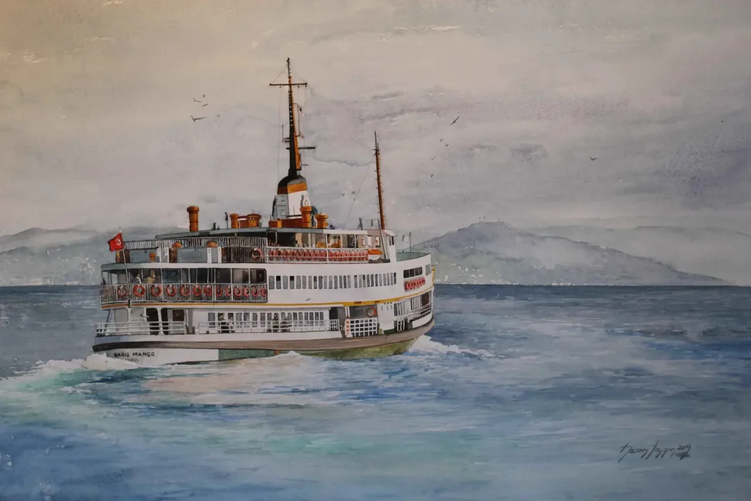 yakınlaştır "Vapur-Barış Manço" eseri HASAN SAYGIN tarafından 2014 yılında 73x53 cm ölçülerinde Kağıt üzeri sulu boya tekniği ile yapılmıştır.