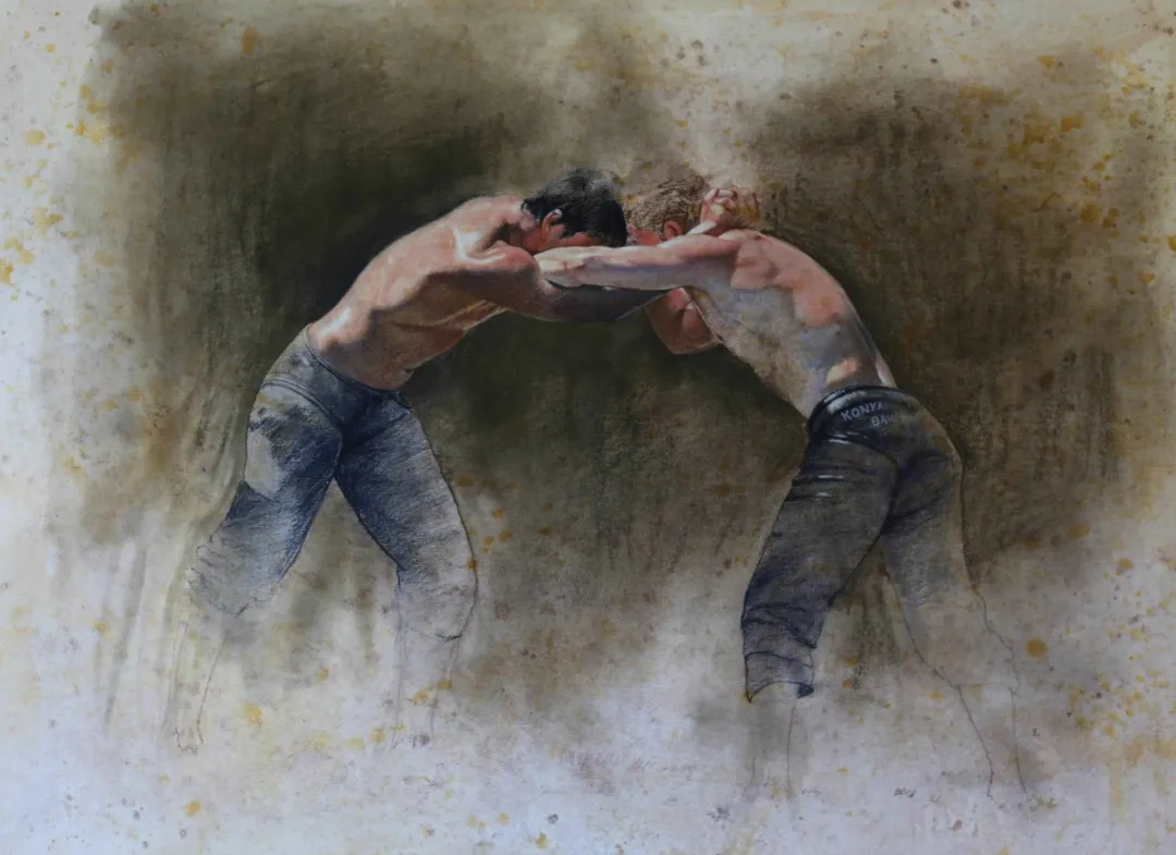 yakınlaştır "Pehlivanlar" eseri HASAN SAYGIN tarafından 75x60 cm ölçülerinde Kağıt üzeri pastel boya tekniği ile yapılmıştır.