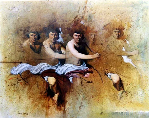 HASAN SAYGIN — “Velasqueze Saygı”, 2009 "Velasqueze Saygı" eseri HASAN SAYGIN tarafından 2009 yılında 100x81 cm ölçülerinde Tuval üzeri yağlı boya tekniği ile yapılmıştır.