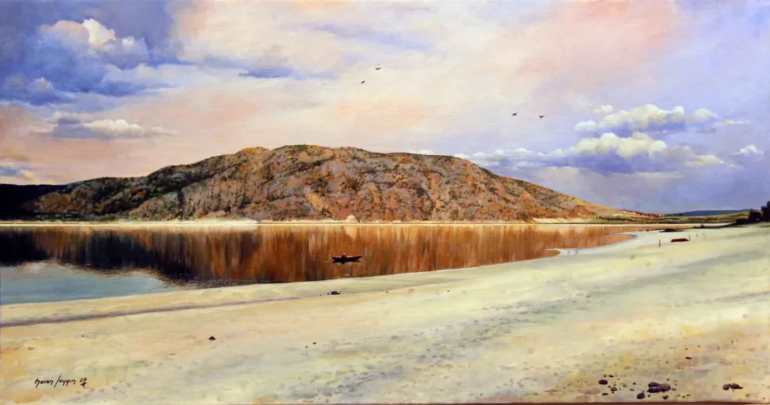 "Salda Gölü-II" eseri HASAN SAYGIN tarafından 2009 yılında 40x80 cm ölçülerinde Tuval üzeri yağlı boya tekniği ile yapılmıştır.