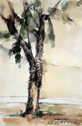 "İsimsiz" eseri HÜSEYİN SÖNMEZ tarafından 29x21 cm ölçülerinde Kağıt üzeri sulu boya tekniği ile yapılmıştır.