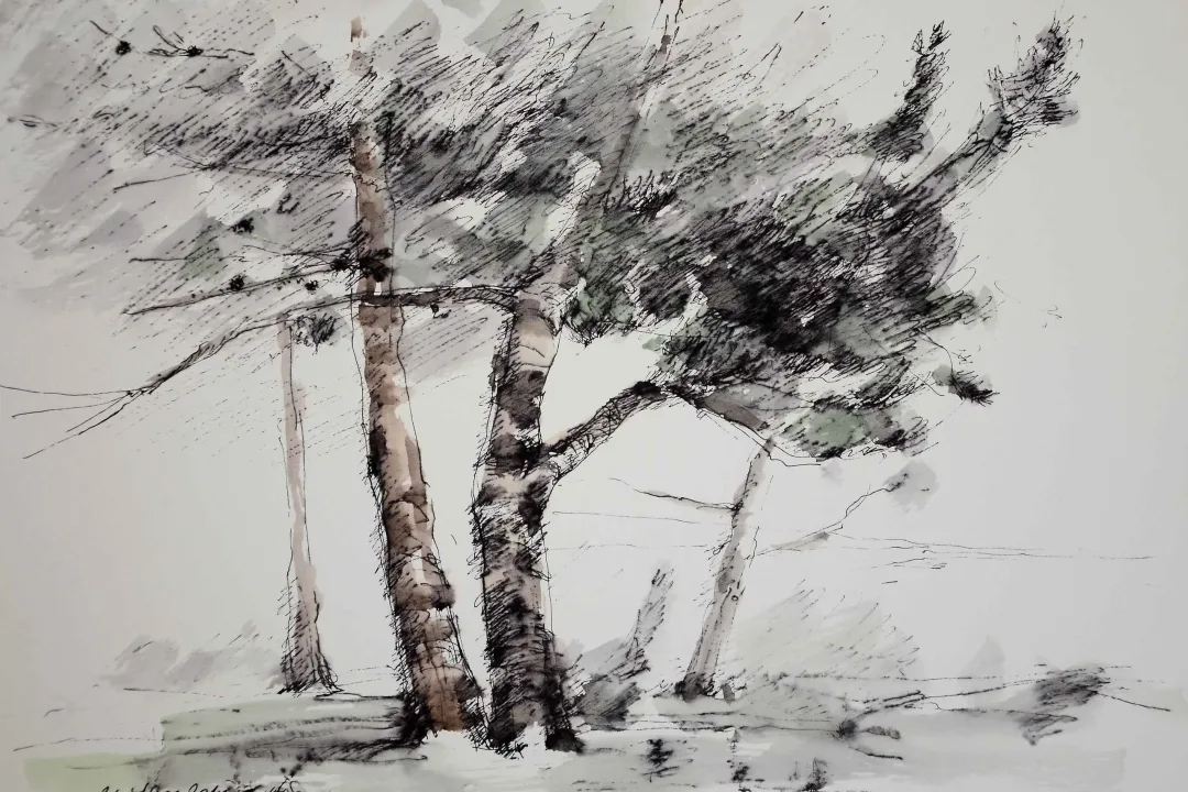 yakınlaştır "İsimsiz" eseri HÜSEYİN SÖNMEZ tarafından 21x29 cm ölçülerinde Kağıt üzeri sulu boya tekniği ile yapılmıştır.