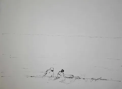 "İsimsiz" eseri HÜSEYİN SÖNMEZ tarafından 21x29 cm ölçülerinde Kağıt üzeri sulu boya tekniği ile yapılmıştır.