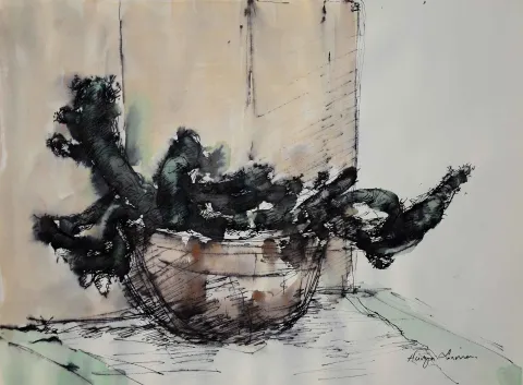 "İsimsiz" eseri HÜSEYİN SÖNMEZ tarafından 21x29 cm ölçülerinde Kağıt üzeri sulu boya tekniği ile yapılmıştır.
