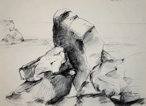 HÜSEYİN SÖNMEZ — “İsimsiz” "İsimsiz" eseri HÜSEYİN SÖNMEZ tarafından 21x29 cm ölçülerinde Kağıt üzeri sulu boya tekniği ile yapılmıştır.