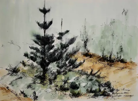 HÜSEYİN SÖNMEZ — “İsimsiz” "İsimsiz" eseri HÜSEYİN SÖNMEZ tarafından 21x29 cm ölçülerinde Kağıt üzeri sulu boya tekniği ile yapılmıştır.