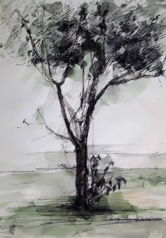 HÜSEYİN SÖNMEZ — “İsimsiz” "İsimsiz" eseri HÜSEYİN SÖNMEZ tarafından 29x21 cm ölçülerinde Kağıt üzeri sulu boya tekniği ile yapılmıştır.