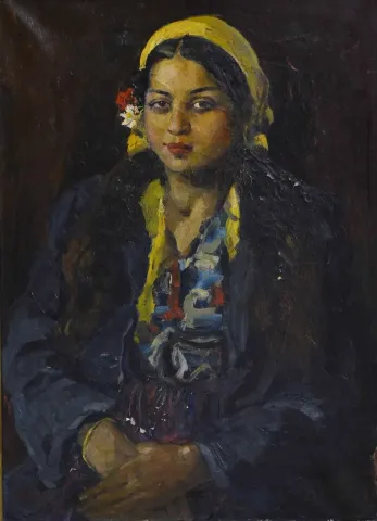 İBRAHİM SAFİ — “Çingene Kızı” "Çingene Kızı" eseri İBRAHİM SAFİ tarafından 73x50 cm ölçülerinde Tuval üzeri yağlı boya tekniği ile yapılmıştır.