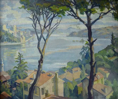 "Kanlıca Sırtlarından" eseri SELAHATTİN TEOMAN tarafından 1957 yılında 60x73 cm ölçülerinde Tuval üzeri yağlı boya tekniği ile yapılmıştır.