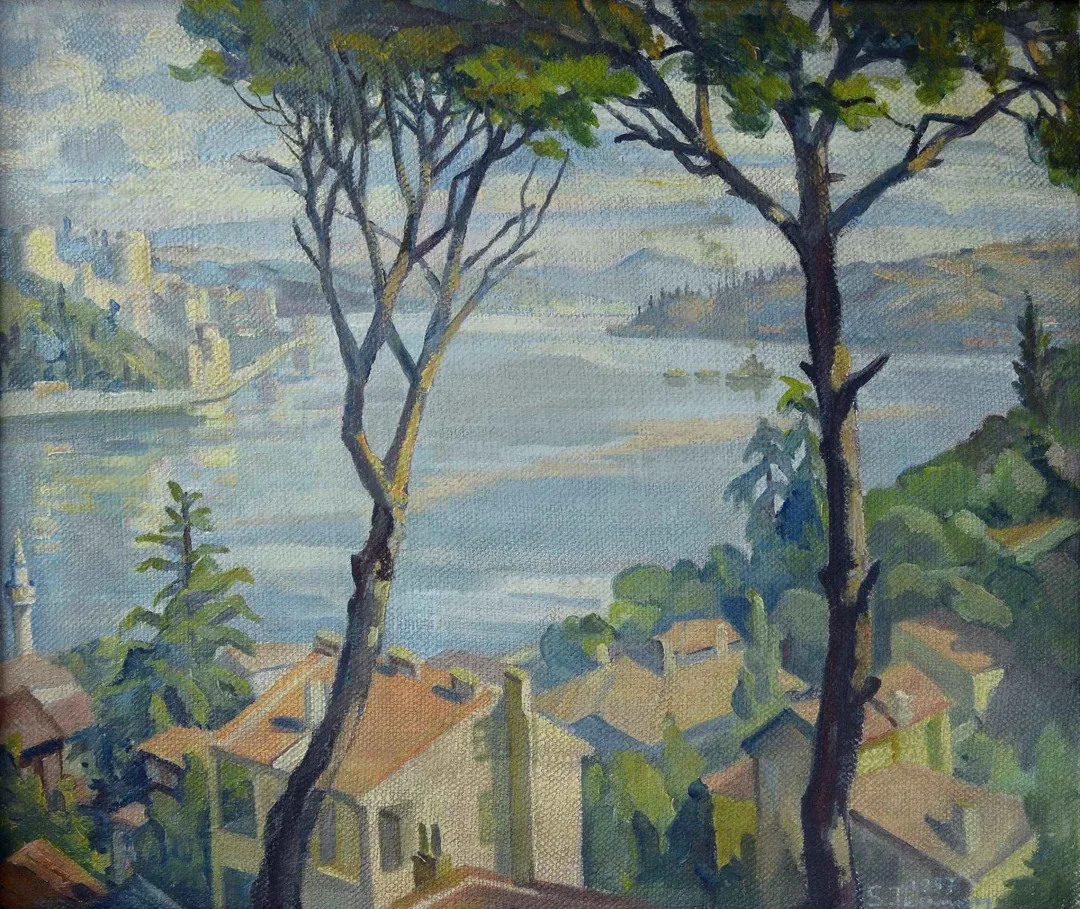 yakınlaştır "Kanlıca Sırtlarından" eseri SELAHATTİN TEOMAN tarafından 1957 yılında 60x73 cm ölçülerinde Tuval üzeri yağlı boya tekniği ile yapılmıştır.