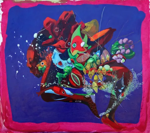 "İsimsiz" eseri LEVENT OYLUÇTARHAN tarafından 2016 yılında 90x100 cm ölçülerinde Tuval üzeri yağlı boya tekniği ile yapılmıştır.