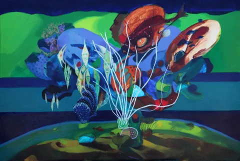 "İsimsiz" eseri LEVENT OYLUÇTARHAN tarafından 2016 yılında 80x120 cm ölçülerinde Tuval üzeri yağlı boya tekniği ile yapılmıştır.