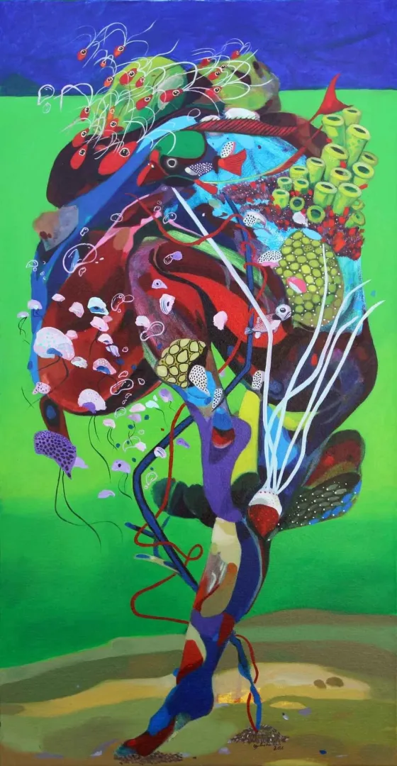 yakınlaştır "İsimsiz" eseri LEVENT OYLUÇTARHAN tarafından 2016 yılında 120x60 cm ölçülerinde Tuval üzeri yağlı boya tekniği ile yapılmıştır.