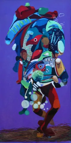 "İsimsiz" eseri LEVENT OYLUÇTARHAN tarafından 2016 yılında 80x40 cm ölçülerinde Tuval üzeri yağlı boya tekniği ile yapılmıştır.