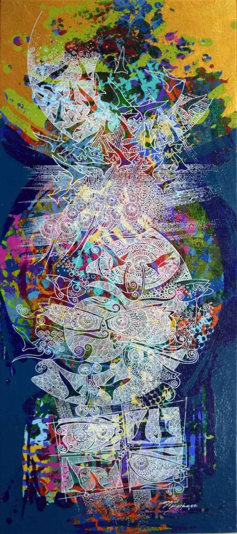 yakınlaştır "İsimsiz" eseri ENGİN KORKMAZ tarafından 2016 yılında 64x27 cm ölçülerinde Tuval üzeri akrilik boya tekniği ile yapılmıştır.