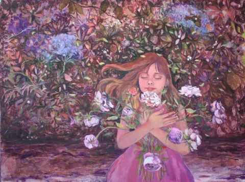 NİL KÖKEN — “Masumiyet için Düşler-I”, 2016 "Masumiyet için Düşler-I" eseri NİL KÖKEN tarafından 2016 yılında 90x120 cm ölçülerinde Tuval üzeri yağlı boya tekniği ile yapılmıştır.