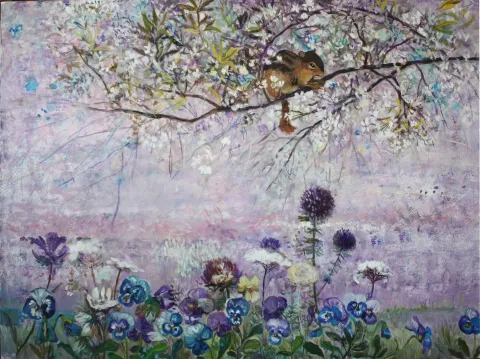 NİL KÖKEN — “Masumiyet için Düşler-II”, 2016 "Masumiyet için Düşler-II" eseri NİL KÖKEN tarafından 2016 yılında 90x120 cm ölçülerinde Tuval üzeri yağlı boya tekniği ile yapılmıştır.
