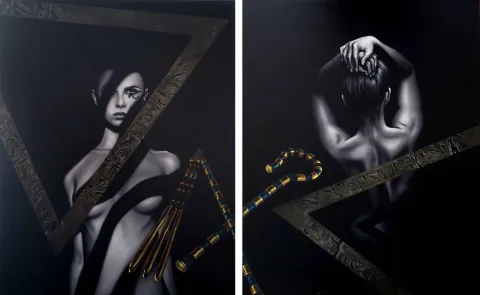 "Tutku(Diptik)" eseri BEHZAT FEYZULLAH tarafından 2016 yılında 100x160 cm ölçülerinde Tuval üzeri yağlı boya tekniği ile yapılmıştır.