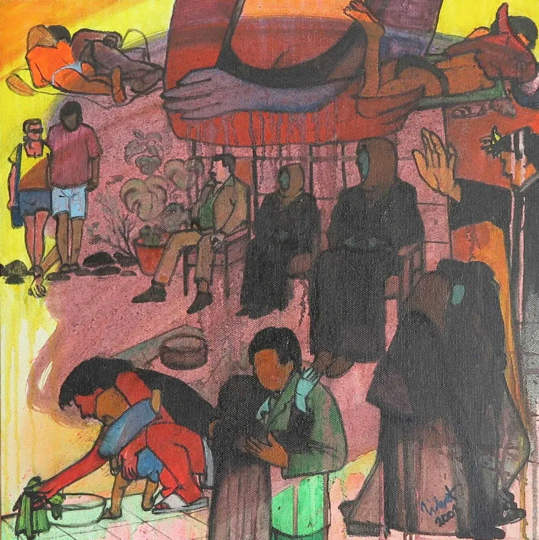 yakınlaştır "Görücüler" eseri NİHAT KAHRAMAN tarafından 2001 yılında 40x40 cm ölçülerinde Tuval üzeri yağlı boya tekniği ile yapılmıştır.