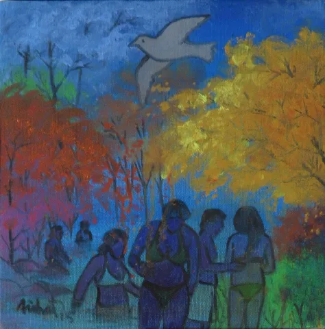NİHAT KAHRAMAN — “Untitled”, 2016 "İsimsiz" eseri NİHAT KAHRAMAN tarafından 2016 yılında 25x25 cm ölçülerinde Tuval üzeri yağlı boya tekniği ile yapılmıştır.