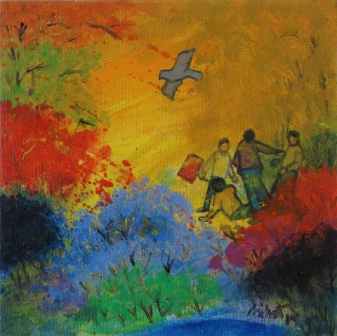 "İsimsiz" eseri NİHAT KAHRAMAN tarafından 2016 yılında 25x25 cm ölçülerinde Tuval üzeri yağlı boya tekniği ile yapılmıştır.
