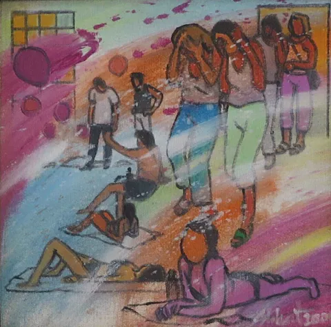 "İsimsiz" eseri NİHAT KAHRAMAN tarafından 2016 yılında 20x20 cm ölçülerinde Duralit üzeri yağlı boya tekniği ile yapılmıştır.