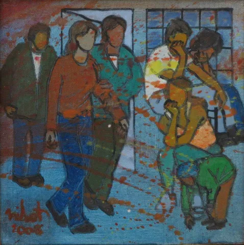 NİHAT KAHRAMAN — “İsimsiz”, 2016 "İsimsiz" eseri NİHAT KAHRAMAN tarafından 2016 yılında 20x20 cm ölçülerinde Duralit üzeri yağlı boya tekniği ile yapılmıştır.