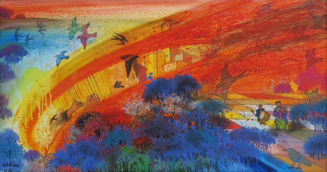 yakınlaştır "Kuşlarla Şarkı Söylemek" eseri NİHAT KAHRAMAN tarafından 2016 yılında 80x150 cm ölçülerinde Tuval üzeri yağlı boya tekniği ile yapılmıştır.