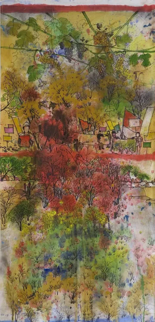yakınlaştır "Renkli Türkçe" eseri NİHAT KAHRAMAN tarafından 2014 yılında 215x115 cm ölçülerinde Tuval üzeri yağlı boya tekniği ile yapılmıştır.