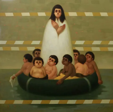 "Çıkmaz" eseri ÖMER EKEN tarafından 2016 yılında 120x120 cm ölçülerinde Tuval üzeri yağlı boya tekniği ile yapılmıştır.