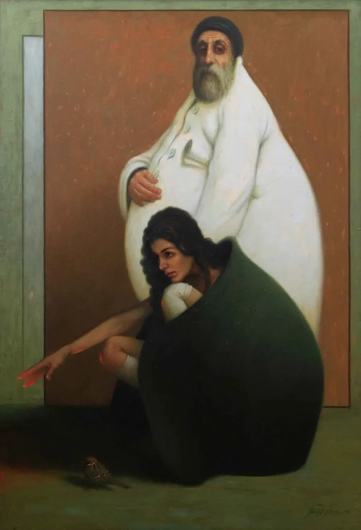 yakınlaştır "Erk Ve Umut" eseri ÖMER EKEN tarafından 2015 yılında 126x86 cm ölçülerinde Tuval üzeri yağlı boya tekniği ile yapılmıştır.