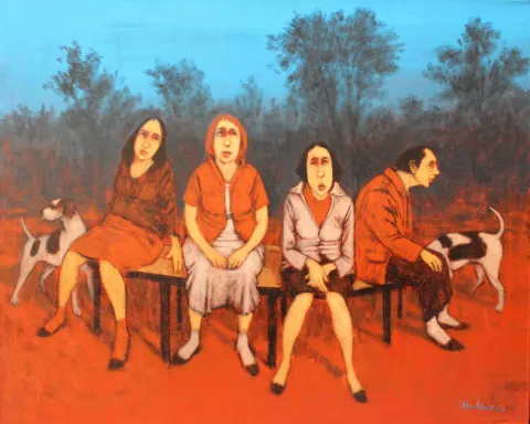 ORHAN UMUT — “İsimsiz”, 2016 "İsimsiz" eseri ORHAN UMUT tarafından 2016 yılında 80x100 cm ölçülerinde Tuval üzeri akrilik boya tekniği ile yapılmıştır.