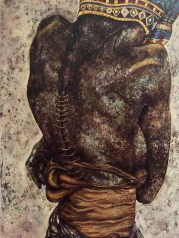 PARVİN GHORBANZADEH DİZAJİ — “İçimdeki Yara”, 2013 "İçimdeki Yara" eseri PARVİN GHORBANZADEH DİZAJİ tarafından 2013 yılında 80x60 cm ölçülerinde Tuval üzeri karışık teknik tekniği ile yapılmıştır.