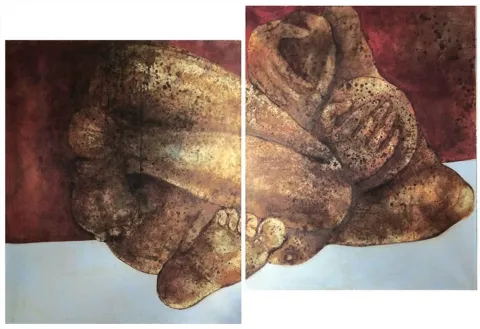 "Korku-II" eseri PARVİN GHORBANZADEH DİZAJİ tarafından 2012 yılında 120x200(Diptik) cm ölçülerinde Tuval üzeri karışık teknik tekniği ile yapılmıştır.