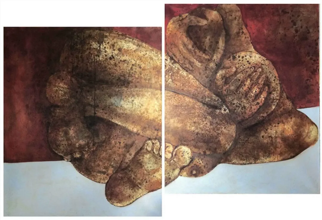 yakınlaştır "Korku-II" eseri PARVİN GHORBANZADEH DİZAJİ tarafından 2012 yılında 120x200(Diptik) cm ölçülerinde Tuval üzeri karışık teknik tekniği ile yapılmıştır.