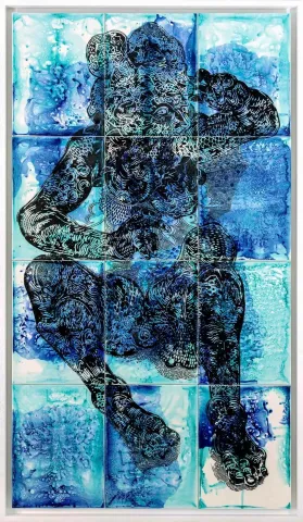 "Deniz Tanrıları 4" eseri SEMİH KAPLAN tarafından 2016 yılında 132x75 cm ölçülerinde Çini duvar panosu tekniği ile yapılmıştır.