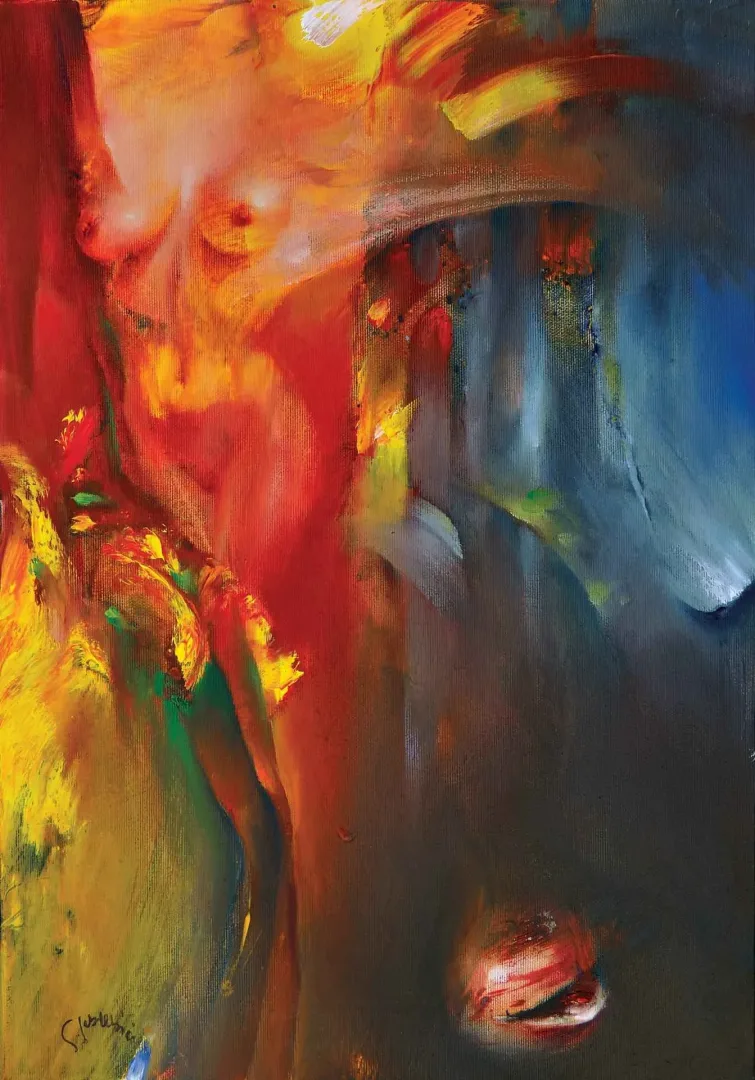 "Gizemli Nü Serisi" eseri SERDAR LEBLEBİCİ tarafından 2013 yılında 50x35 cm ölçülerinde Tuval üzeri yağlı boya tekniği ile yapılmıştır.