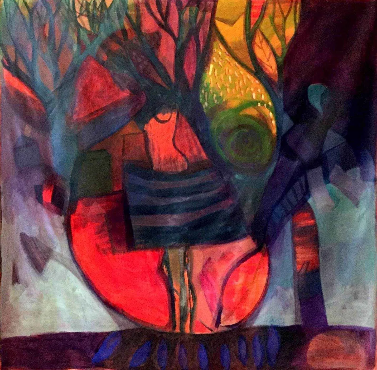 "Bildiği Var" eseri SERPİL KAPAR tarafından 150x150 cm ölçülerinde Tuval üzeri yağlı boya tekniği ile yapılmıştır.